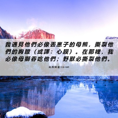 Picture 06 - 何 西 阿 書 13:8 CUVT - 我 遇 見 他 們 必 像 丟 崽 子 的 母 - Bible Verse Picture