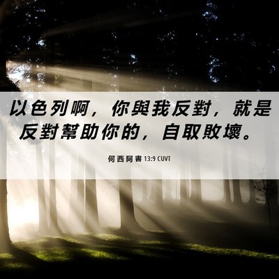 Picture 06 - 何 西 阿 書 13:9 CUVT - 以 色 列 啊 ， 你 與 我 反 對 ， 就 - Bible Verse Picture
