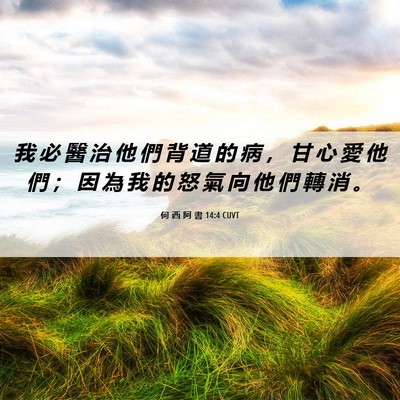 Picture 06 - 何 西 阿 書 14:4 CUVT - 我 必 醫 治 他 們 背 道 的 病 ， 甘 - Bible Verse Picture