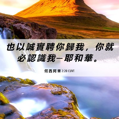 Picture 06 - 何 西 阿 書 2:20 CUVT - 也 以 誠 實 聘 你 歸 我 ， 你 就 必 - Bible Verse Picture