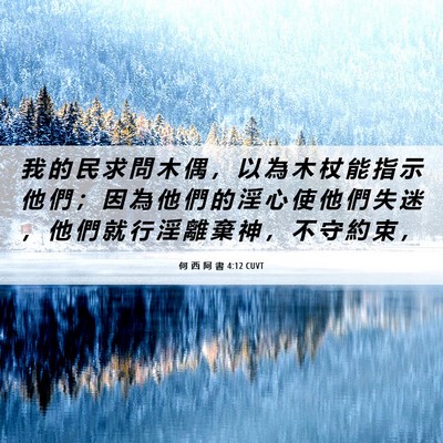 Picture 06 - 何 西 阿 書 4:12 CUVT - 我 的 民 求 問 木 偶 ， 以 為 木 杖 - Bible Verse Picture