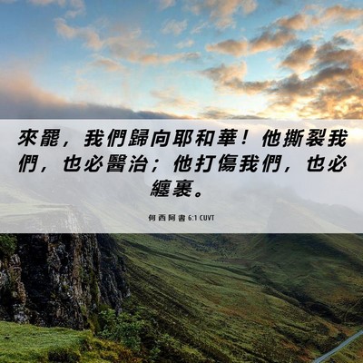 Picture 06 - 何 西 阿 書 6:1 CUVT - 來 罷 ， 我 們 歸 向 耶 和 華 ！ 他 - Bible Verse Picture