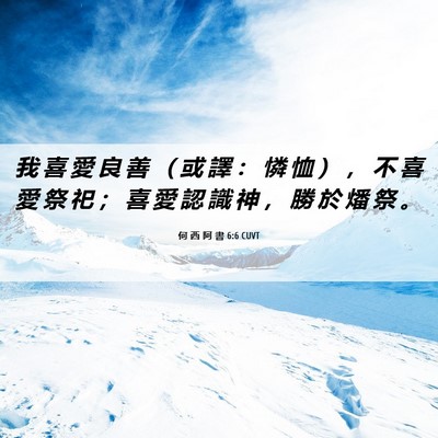 Picture 06 - 何 西 阿 書 6:6 CUVT - 我 喜 愛 良 善 （ 或 譯 ： 憐 恤 ） - Bible Verse Picture