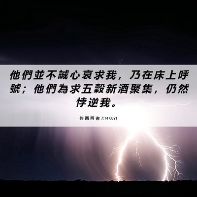 Picture 06 - 何 西 阿 書 7:14 CUVT - 他 們 並 不 誠 心 哀 求 我 ， 乃 在 - Bible Verse Picture