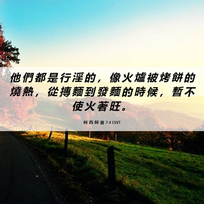 Picture 06 - 何 西 阿 書 7:4 CUVT - 他 們 都 是 行 淫 的 ， 像 火 爐 被 - Bible Verse Picture