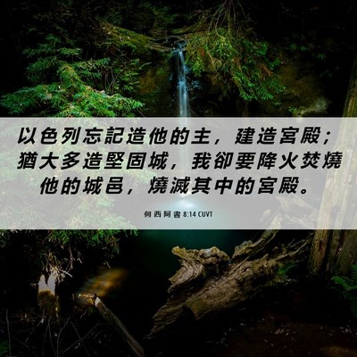 Picture 06 - 何 西 阿 書 8:14 CUVT - 以 色 列 忘 記 造 他 的 主 ， 建 造 - Bible Verse Picture