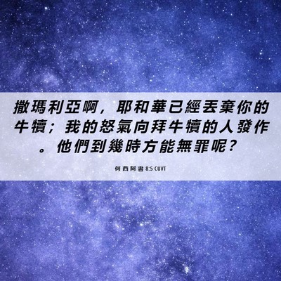 Picture 06 - 何 西 阿 書 8:5 CUVT - 撒 瑪 利 亞 啊 ， 耶 和 華 已 經 丟 - Bible Verse Picture