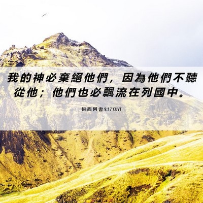 Picture 06 - 何 西 阿 書 9:17 CUVT - 我 的 神 必 棄 絕 他 們 ， 因 為 他 - Bible Verse Picture