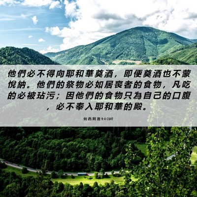 Picture 06 - 何 西 阿 書 9:4 CUVT - 他 們 必 不 得 向 耶 和 華 奠 酒 ， - Bible Verse Picture