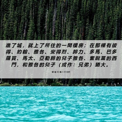 Picture 06 - 使 徒 行 傳 1:13 CUVT - 進 了 城 ， 就 上 了 所 住 的 一 間 - Bible Verse Picture