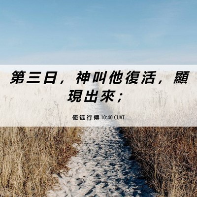 Picture 06 - 使 徒 行 傳 10:40 CUVT - 第 三 日 ， 神 叫 他 復 活 ， 顯 現 - Bible Verse Picture