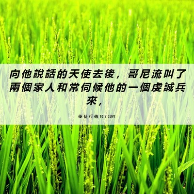 Picture 06 - 使 徒 行 傳 10:7 CUVT - 向 他 說 話 的 天 使 去 後 ， 哥 尼 - Bible Verse Picture