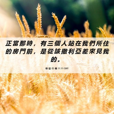 Picture 06 - 使 徒 行 傳 11:11 CUVT - 正 當 那 時 ， 有 三 個 人 站 在 我 - Bible Verse Picture