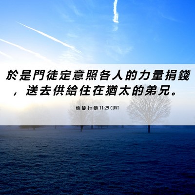 Picture 06 - 使 徒 行 傳 11:29 CUVT - 於 是 門 徒 定 意 照 各 人 的 力 量 - Bible Verse Picture