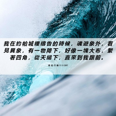 Picture 06 - 使 徒 行 傳 11:5 CUVT - 我 在 約 帕 城 裡 禱 告 的 時 候 ， - Bible Verse Picture
