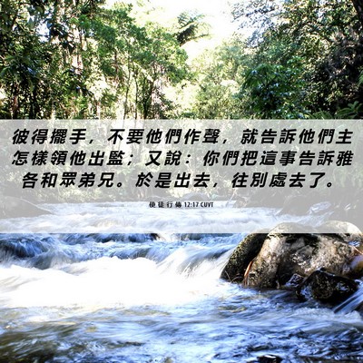 Picture 06 - 使 徒 行 傳 12:17 CUVT - 彼 得 擺 手 ， 不 要 他 們 作 聲 ， - Bible Verse Picture