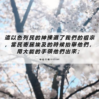 Picture 06 - 使 徒 行 傳 13:17 CUVT - 這 以 色 列 民 的 神 揀 選 了 我 們 - Bible Verse Picture