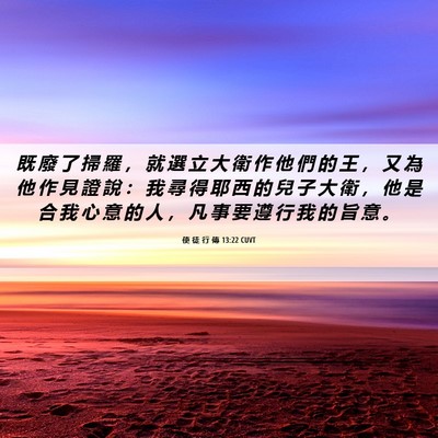 Picture 06 - 使 徒 行 傳 13:22 CUVT - 既 廢 了 掃 羅 ， 就 選 立 大 衛 作 - Bible Verse Picture