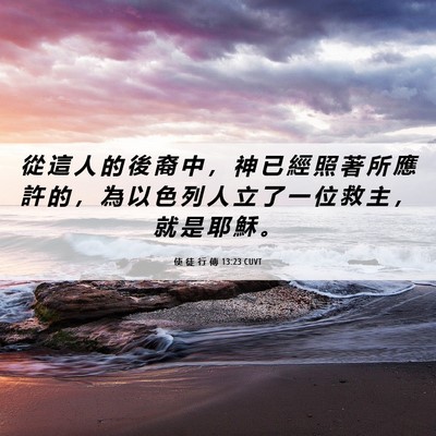 Picture 06 - 使 徒 行 傳 13:23 CUVT - 從 這 人 的 後 裔 中 ， 神 已 經 照 - Bible Verse Picture