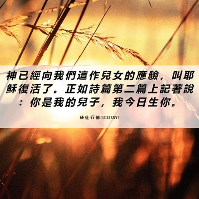 Picture 06 - 使 徒 行 傳 13:33 CUVT - 神 已 經 向 我 們 這 作 兒 女 的 應 - Bible Verse Picture