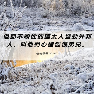 Picture 06 - 使 徒 行 傳 14:2 CUVT - 但 那 不 順 從 的 猶 太 人 聳 動 外 - Bible Verse Picture