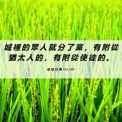 Picture 06 - 使 徒 行 傳 14:4 CUVT - 城 裡 的 眾 人 就 分 了 黨 ， 有 附 - Bible Verse Picture