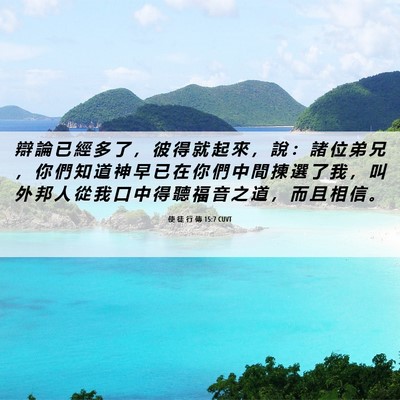 Picture 06 - 使 徒 行 傳 15:7 CUVT - 辯 論 已 經 多 了 ， 彼 得 就 起 來 - Bible Verse Picture