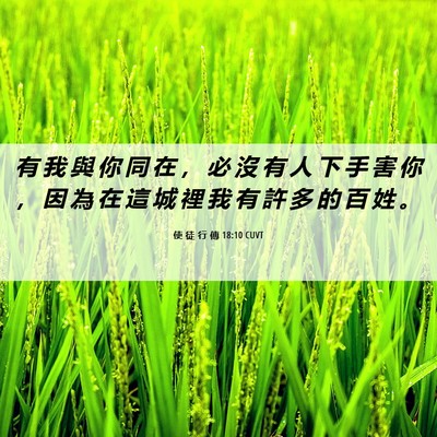Picture 06 - 使 徒 行 傳 18:10 CUVT - 有 我 與 你 同 在 ， 必 沒 有 人 下 - Bible Verse Picture