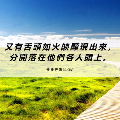 Picture 06 - 使 徒 行 傳 2:3 CUVT - 又 有 舌 頭 如 火 燄 顯 現 出 來 ， - Bible Verse Picture