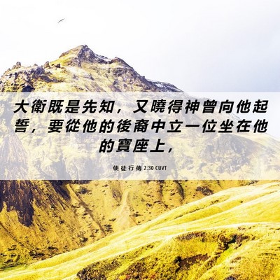 Picture 06 - 使 徒 行 傳 2:30 CUVT - 大 衛 既 是 先 知 ， 又 曉 得 神 曾 - Bible Verse Picture