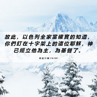 Picture 06 - 使 徒 行 傳 2:36 CUVT - 故 此 ， 以 色 列 全 家 當 確 實 的 - Bible Verse Picture