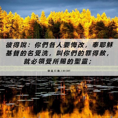 Picture 06 - 使 徒 行 傳 2:38 CUVT - 彼 得 說 ： 你 們 各 人 要 悔 改 ， - Bible Verse Picture