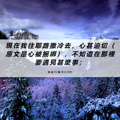 Picture 06 - 使 徒 行 傳 20:22 CUVT - 現 在 我 往 耶 路 撒 冷 去 ， 心 甚 - Bible Verse Picture