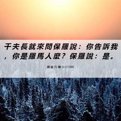 Picture 06 - 使 徒 行 傳 22:27 CUVT - 千 夫 長 就 來 問 保 羅 說 ： 你 告 - Bible Verse Picture