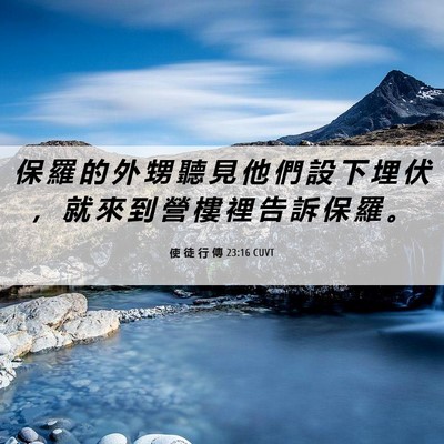 Picture 06 - 使 徒 行 傳 23:16 CUVT - 保 羅 的 外 甥 聽 見 他 們 設 下 埋 - Bible Verse Picture
