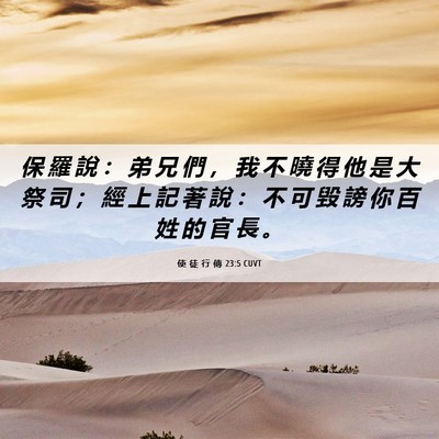 Picture 06 - 使 徒 行 傳 23:5 CUVT - 保 羅 說 ： 弟 兄 們 ， 我 不 曉 得 - Bible Verse Picture