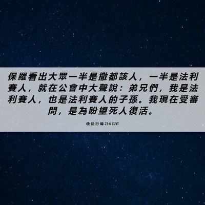 Picture 06 - 使 徒 行 傳 23:6 CUVT - 保 羅 看 出 大 眾 一 半 是 撒 都 該 - Bible Verse Picture