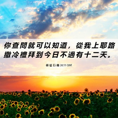 Picture 06 - 使 徒 行 傳 24:11 CUVT - 你 查 問 就 可 以 知 道 ， 從 我 上 - Bible Verse Picture