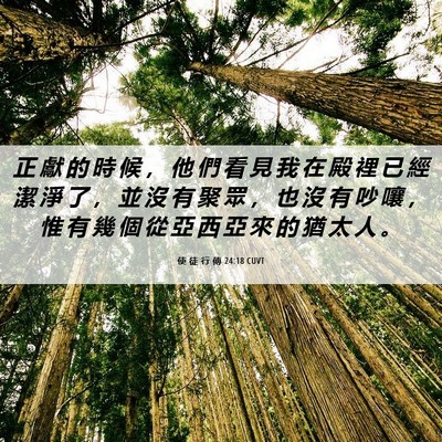 Picture 06 - 使 徒 行 傳 24:18 CUVT - 正 獻 的 時 候 ， 他 們 看 見 我 在 - Bible Verse Picture