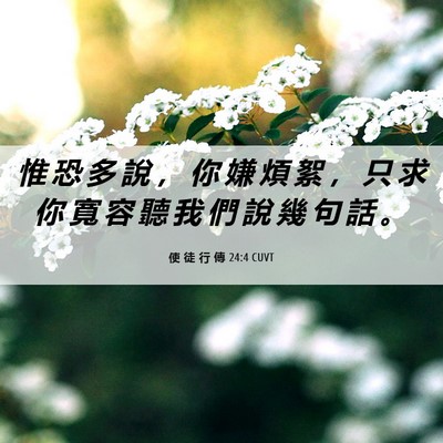 Picture 06 - 使 徒 行 傳 24:4 CUVT - 惟 恐 多 說 ， 你 嫌 煩 絮 ， 只 求 - Bible Verse Picture