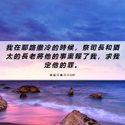 Picture 06 - 使 徒 行 傳 25:15 CUVT - 我 在 耶 路 撒 冷 的 時 候 ， 祭 司 - Bible Verse Picture