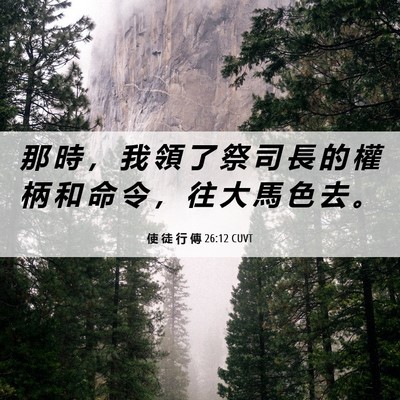 Picture 06 - 使 徒 行 傳 26:12 CUVT - 那 時 ， 我 領 了 祭 司 長 的 權 柄 - Bible Verse Picture