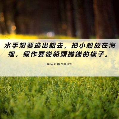Picture 06 - 使 徒 行 傳 27:30 CUVT - 水 手 想 要 逃 出 船 去 ， 把 小 船 - Bible Verse Picture