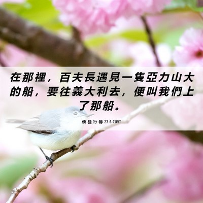 Picture 06 - 使 徒 行 傳 27:6 CUVT - 在 那 裡 ， 百 夫 長 遇 見 一 隻 亞 - Bible Verse Picture