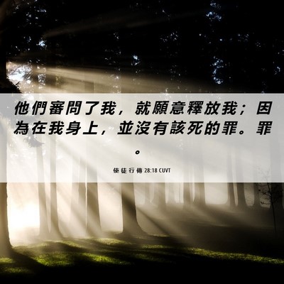Picture 06 - 使 徒 行 傳 28:18 CUVT - 他 們 審 問 了 我 ， 就 願 意 釋 放 - Bible Verse Picture