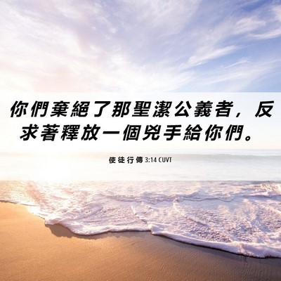 Picture 06 - 使 徒 行 傳 3:14 CUVT - 你 們 棄 絕 了 那 聖 潔 公 義 者 ， - Bible Verse Picture