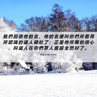 Picture 06 - 使 徒 行 傳 3:16 CUVT - 我 們 因 信 他 的 名 ， 他 的 名 便 - Bible Verse Picture