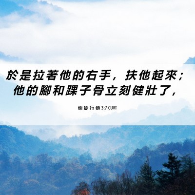 Picture 06 - 使 徒 行 傳 3:7 CUVT - 於 是 拉 著 他 的 右 手 ， 扶 他 起 - Bible Verse Picture