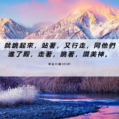 Picture 06 - 使 徒 行 傳 3:8 CUVT - 就 跳 起 來 ， 站 著 ， 又 行 走 ， - Bible Verse Picture