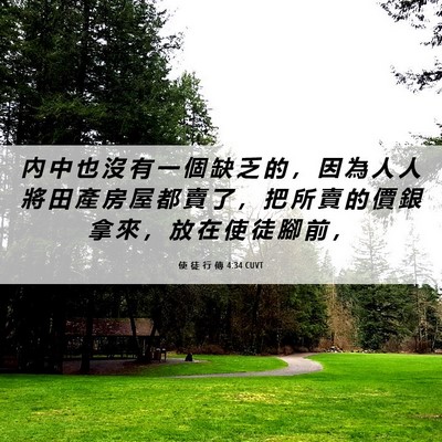 Picture 06 - 使 徒 行 傳 4:34 CUVT - 內 中 也 沒 有 一 個 缺 乏 的 ， 因 - Bible Verse Picture